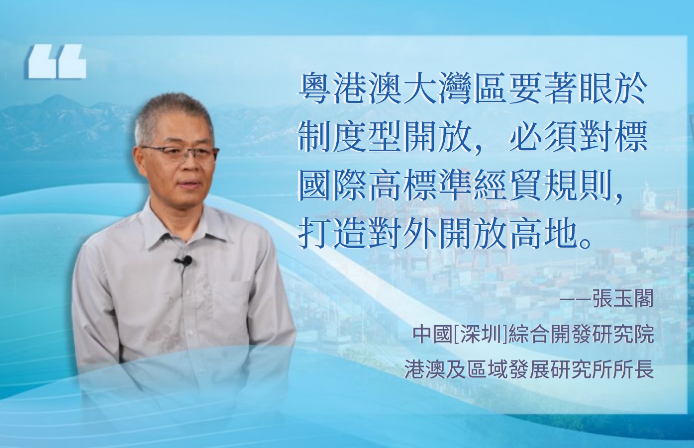 張玉閣：粵港澳大灣區要著眼於制度型開放，打造對外開放高地