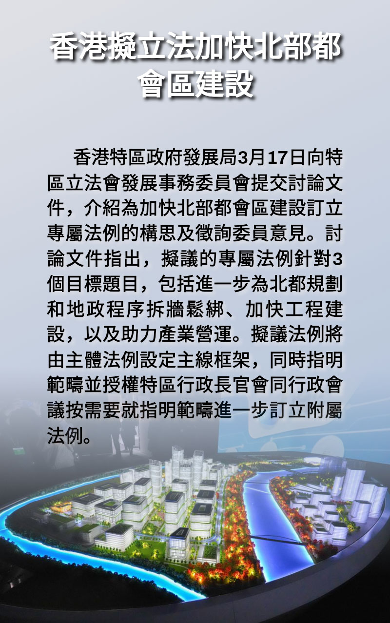 海報 | 香港擬立法加快北部都會區建設 海報 | 香港擬立法加快北部都會區建設