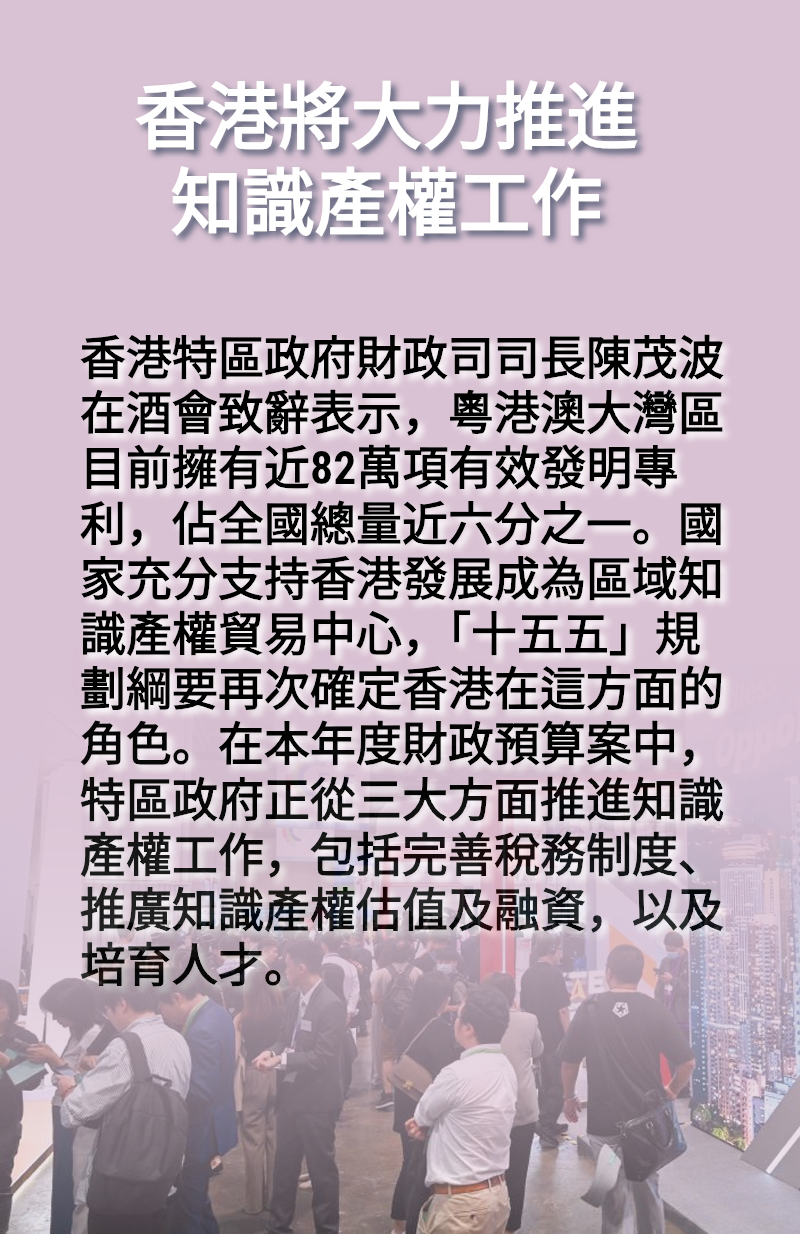 海報丨陳茂波:香港將大力推進知識產權工作 海報丨陳茂波:香港將大力推進知識產權工作